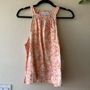NWT Bella Dahl Shirred Halter Top in Peach Floral Print